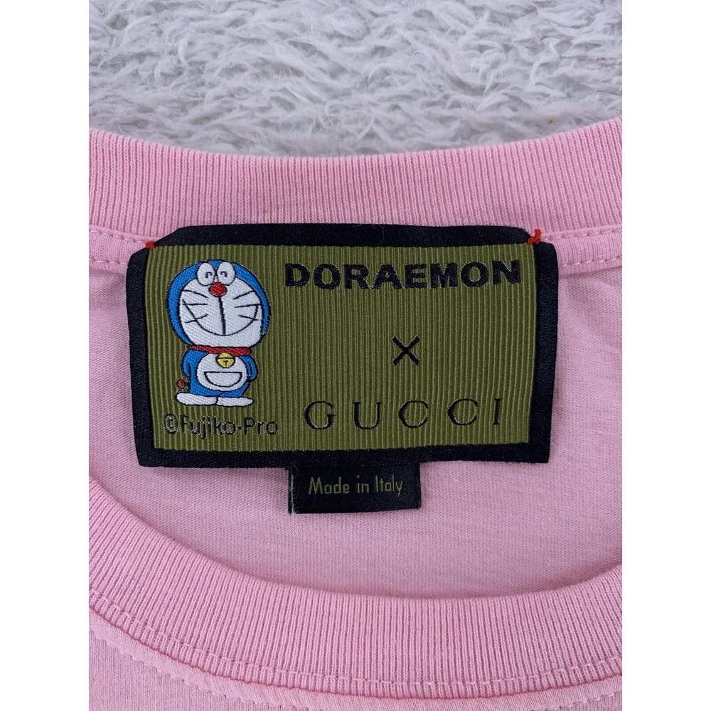 Gucci X Doraemon Shirt Mens Small Pink Made in Italy Anime Designer Tee Cartoon